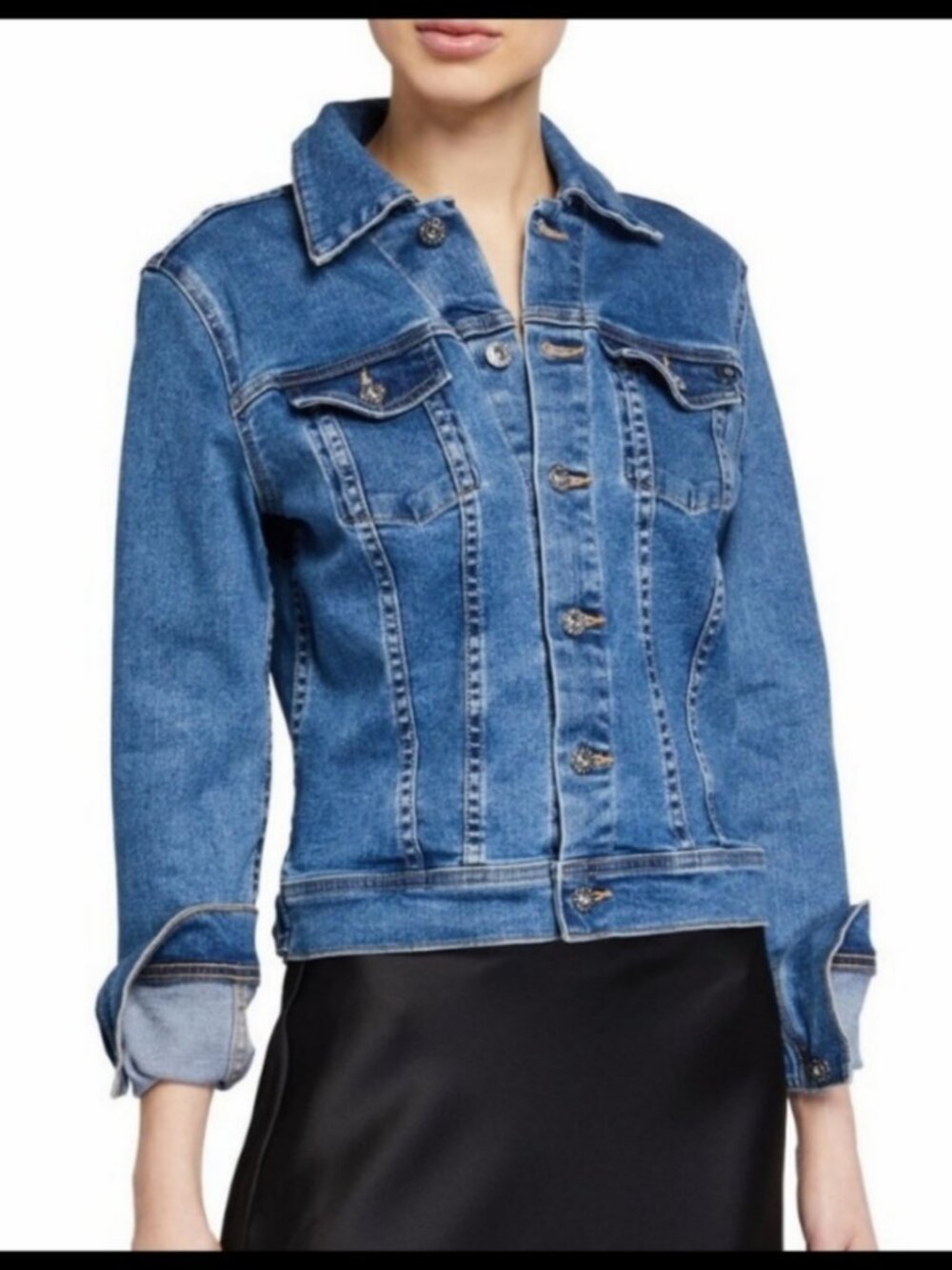 AG Adriano Goldschmied Robyn Denim Jean Jacket Trucker Flap Pocket Blue Small